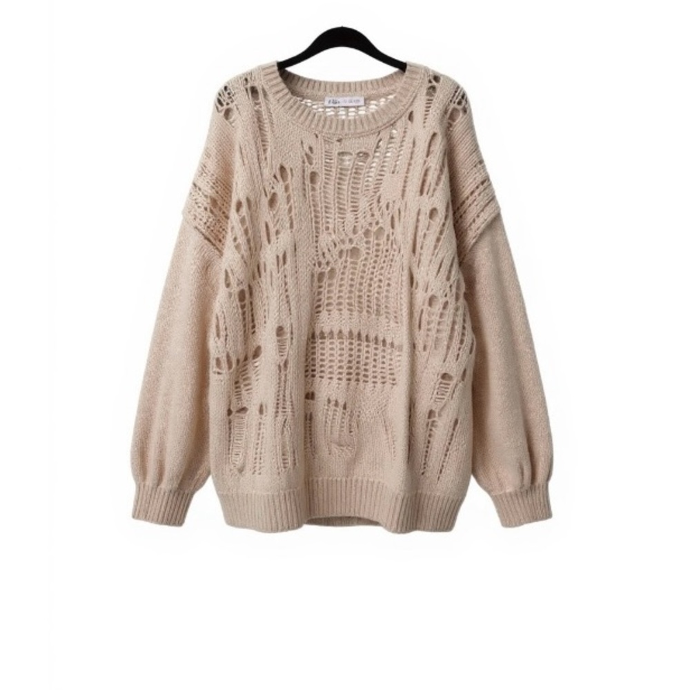 Zara Beige Open-Knit Sweater